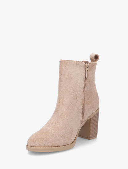 Bottines en suédine à talon haut - Taupe - 3