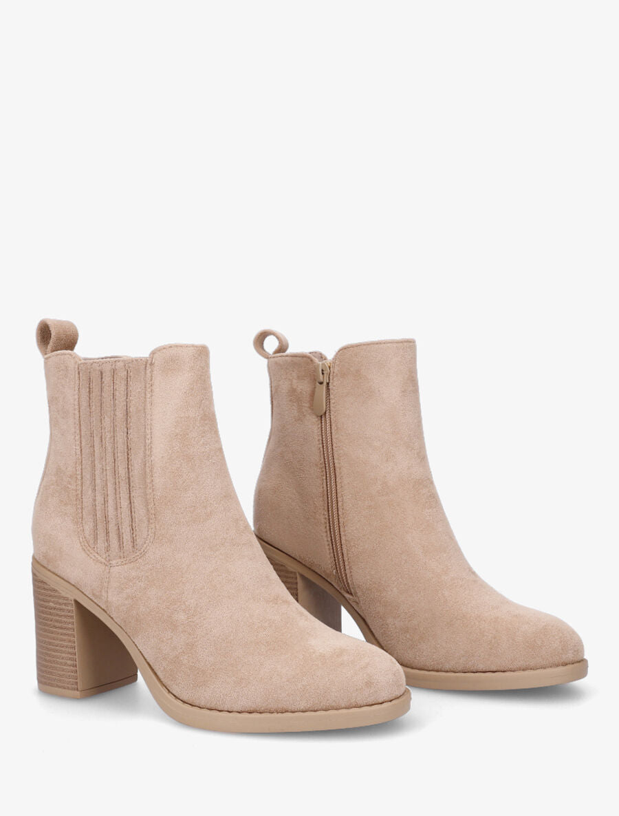 Bottines en suédine à talon haut - Taupe - 4