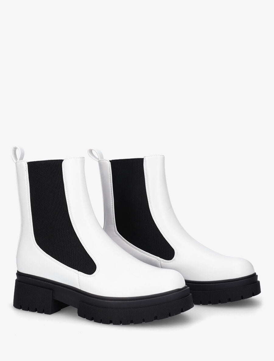 Bottines en simili élastiquée - Blanc - 4