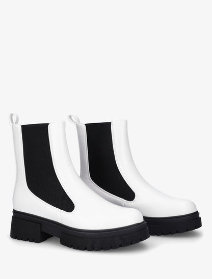 Bottines en simili élastiquée - Blanc - 4