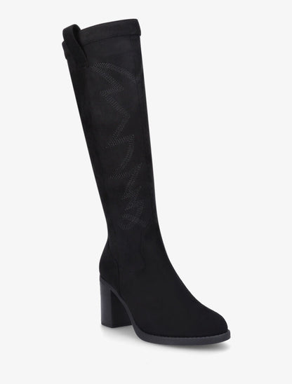 Bottes en suédine à talon - Noir - 2