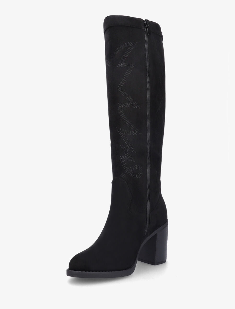 Bottes en suédine à talon - Noir - 3