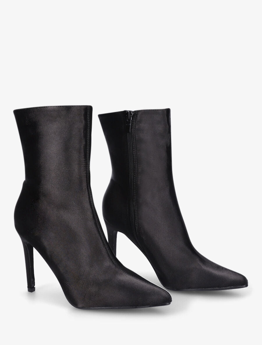 Bottines en tissu nacré à talon aiguille - Noir - 4