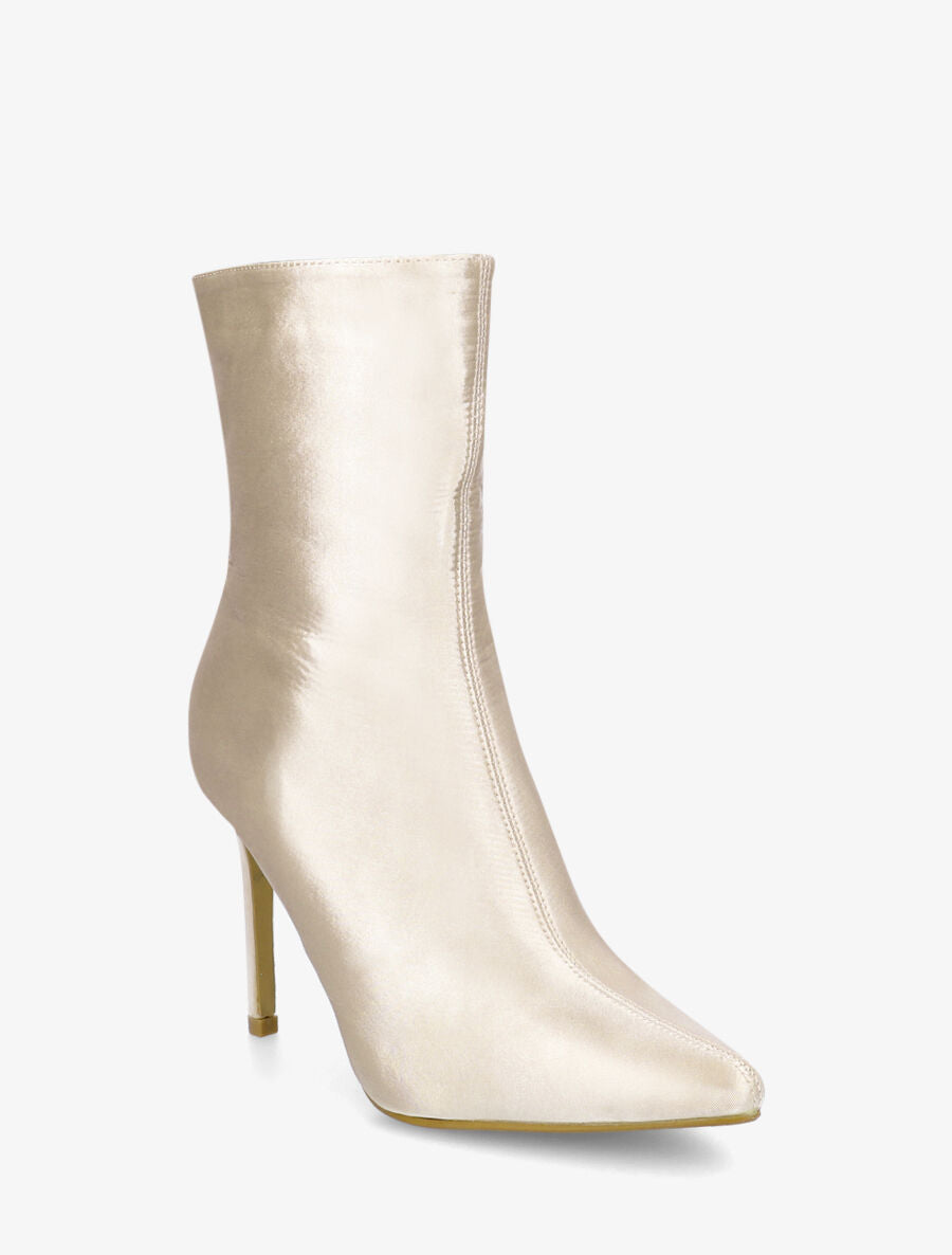 Bottines en tissu nacré à talon aiguille - Beige - 2