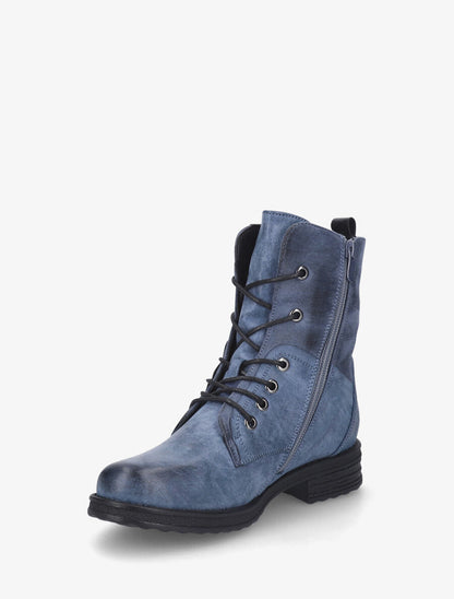 Rangers à zip en simili et suédine - Bleu - 3