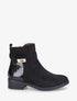 Bottines plates en suédine et croco - Noir - 1