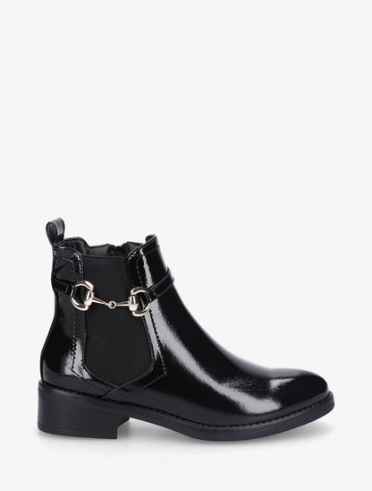Bottines élastiquées en simili vernis - Noir - 5