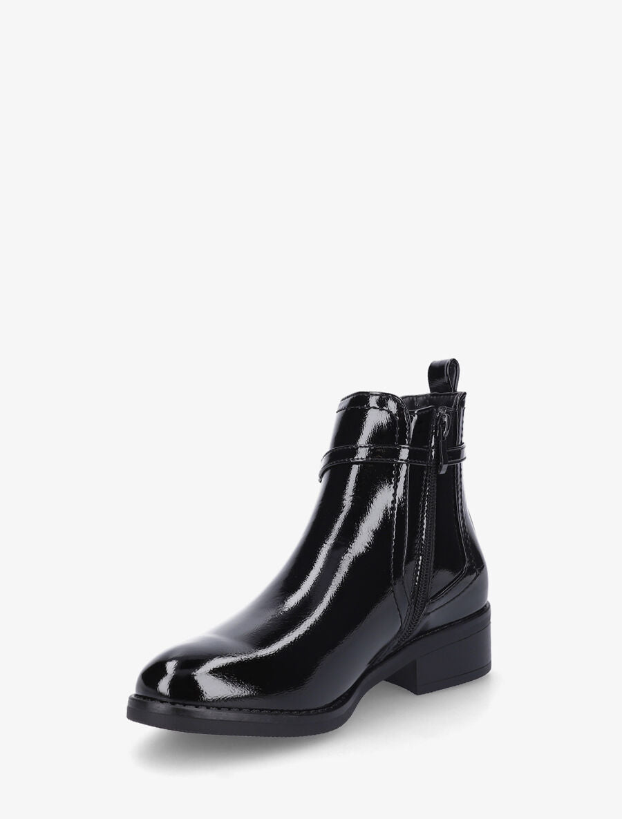 Bottines élastiquées en simili vernis - Noir - 3