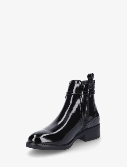 Bottines élastiquées en simili vernis - Noir - 3