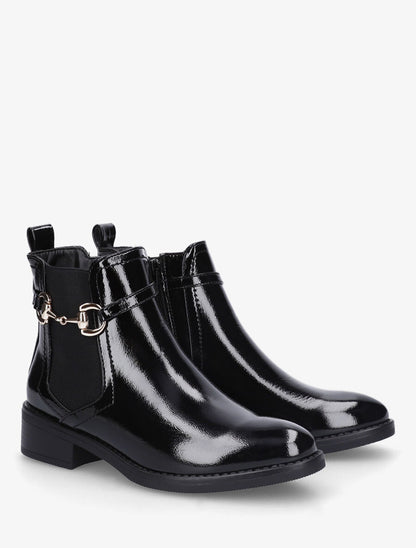 Bottines élastiquées en simili vernis - Noir - 4