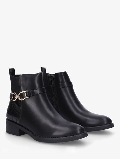 Bottines élastiquées à boucle - Noir - 4