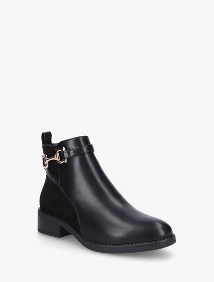Bottines bi-matière à boucle métallique - Noir - 2