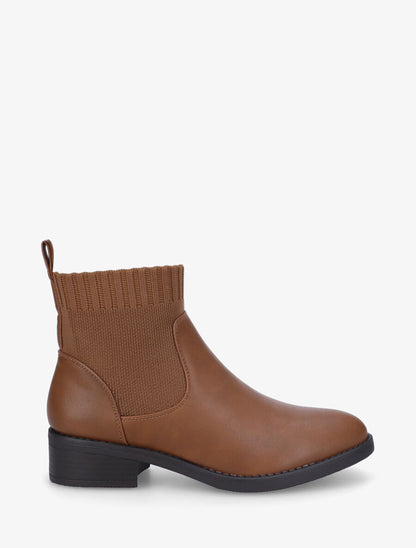 Bottines plates style chaussettes - Camel - 5