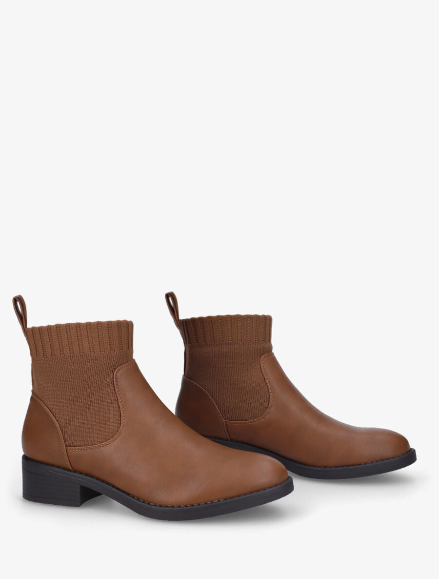 Bottines plates style chaussettes - Camel - 4