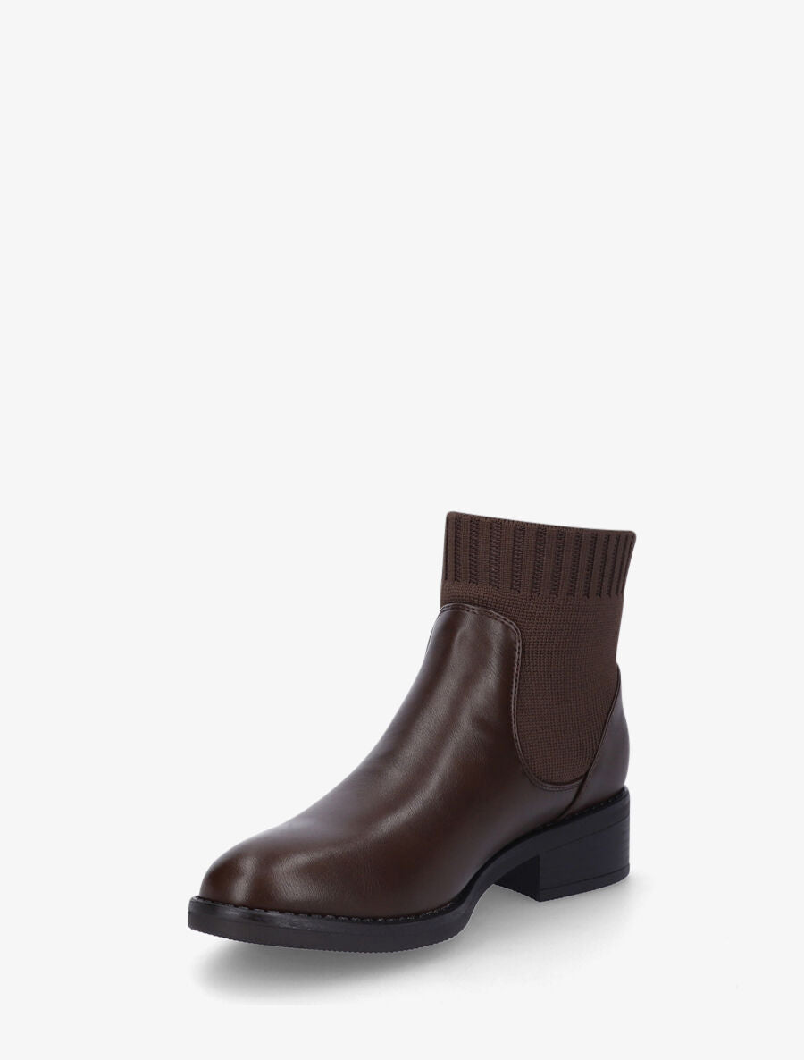 Bottines plates style chaussettes - Marron - 3
