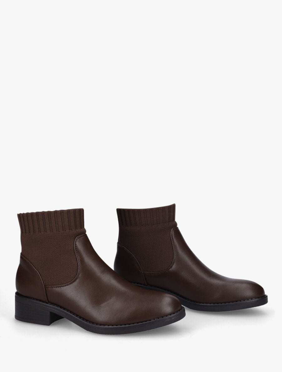 Bottines plates style chaussettes - Marron - 4