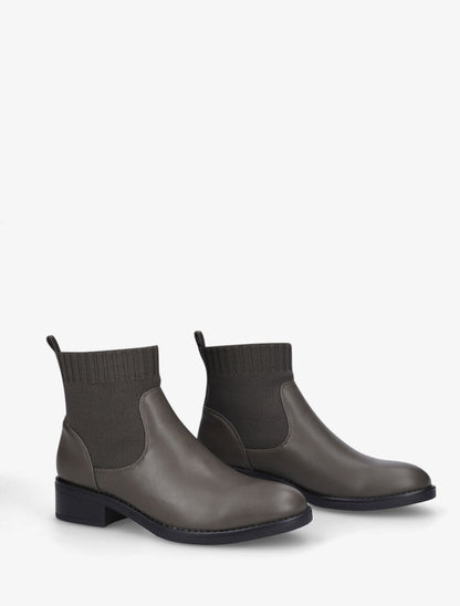 Bottines plates style chaussettes - Kaki - 4