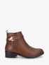 Bottines plates à boucle en simili - Camel - 1
