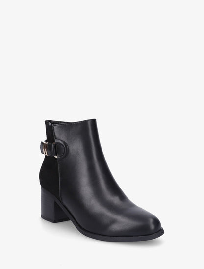 Bottines mi-haute en simili et suédine - Noir - 2