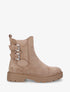 Boots montantes en suédine à double boucle - Camel - 6