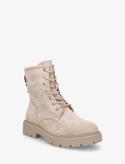 Bottines montantes en suédine à lacets - Beige - 2