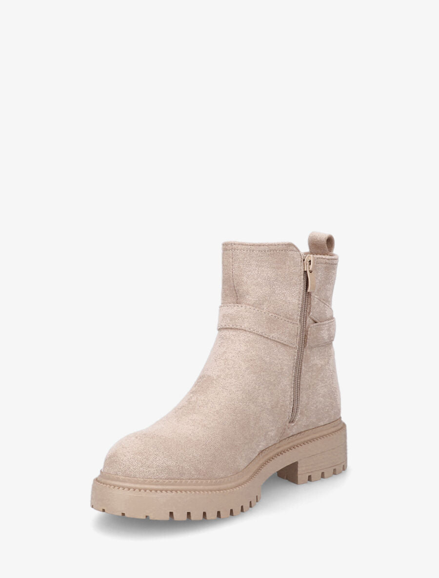 Boots plates en suédine - Beige - 3
