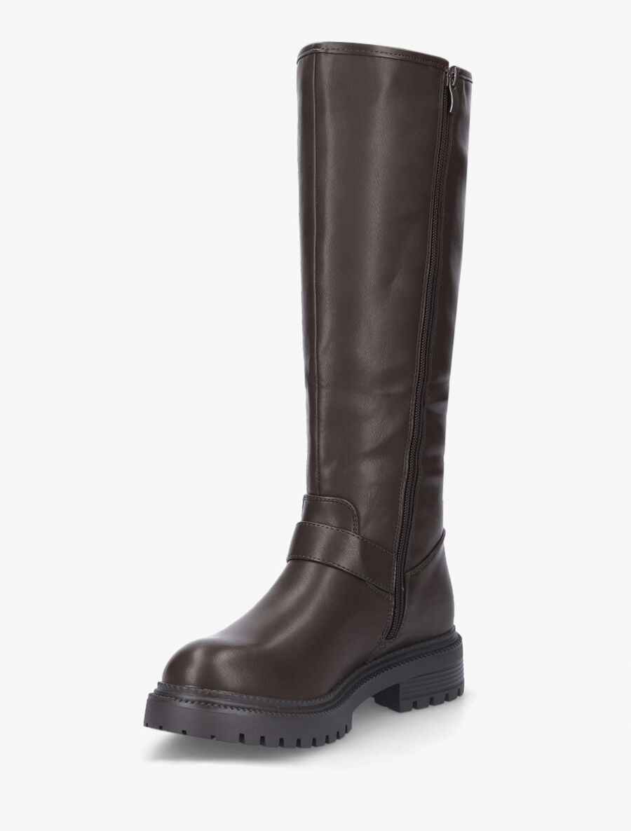 Bottes en simili à semelle crantée - Marron - 3