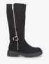 Bottes en suédine à zip et boucle - Noir - 1