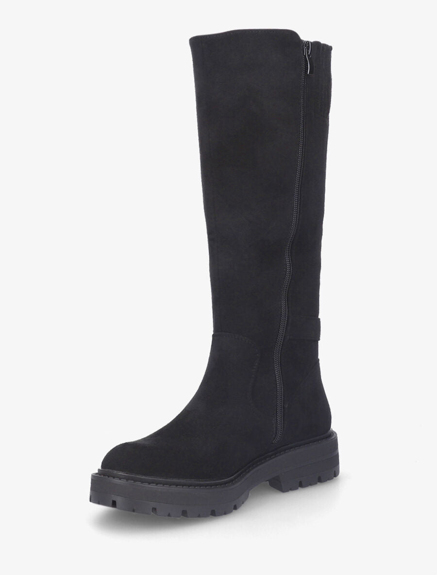 Bottes en suédine à zip et boucle - Noir - 3