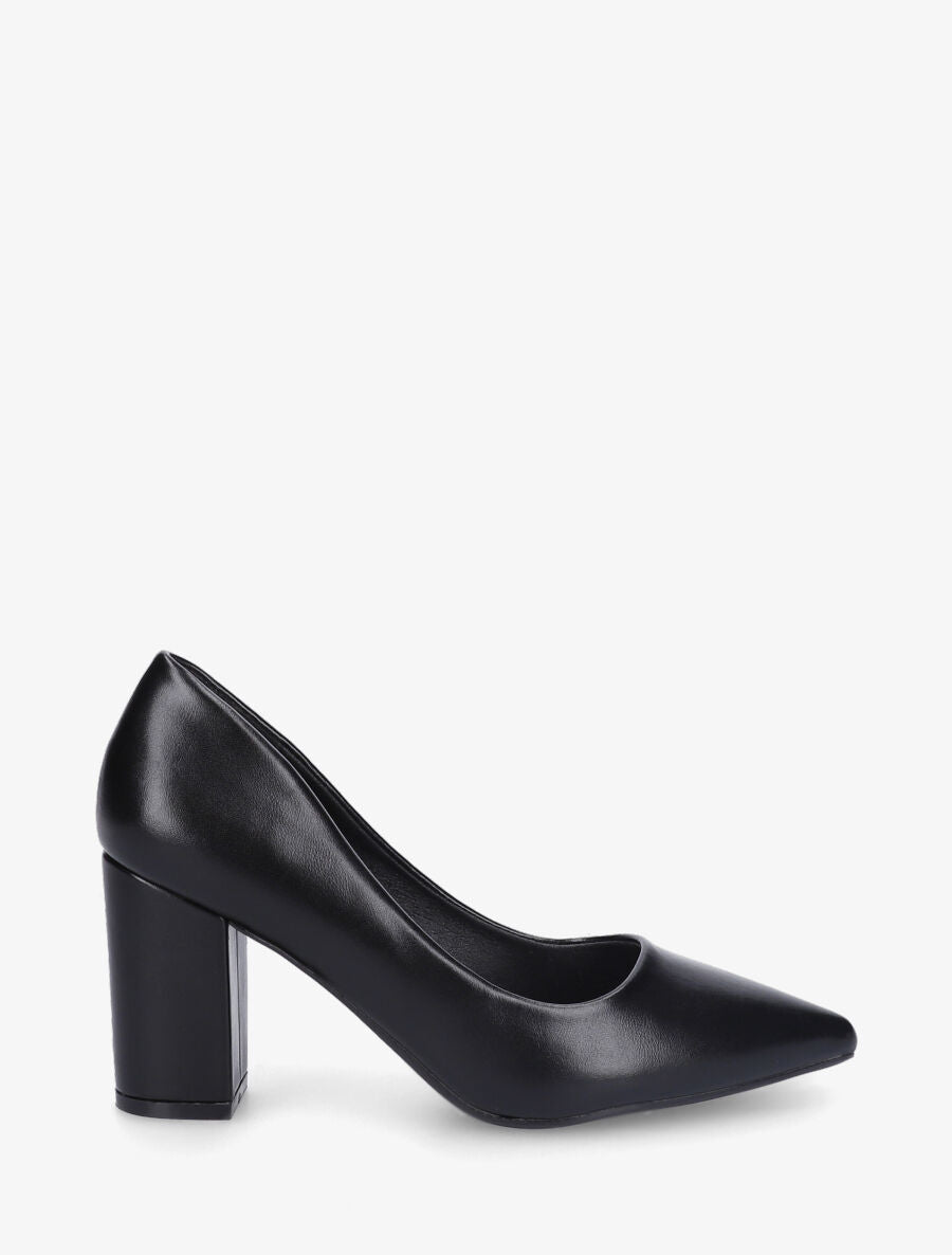 Escarpins pointus talon carré - Noir - 1
