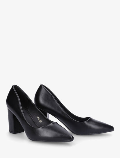 Escarpins pointus talon carré - Noir - 4