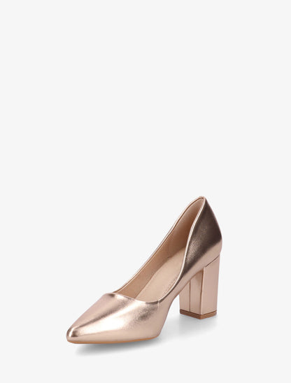 Escarpins pointus talon carré - Rose gold - 3