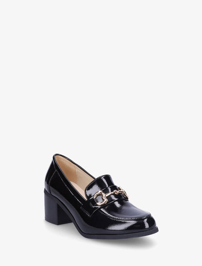 Mocassins vernis à talon - Noir - 2