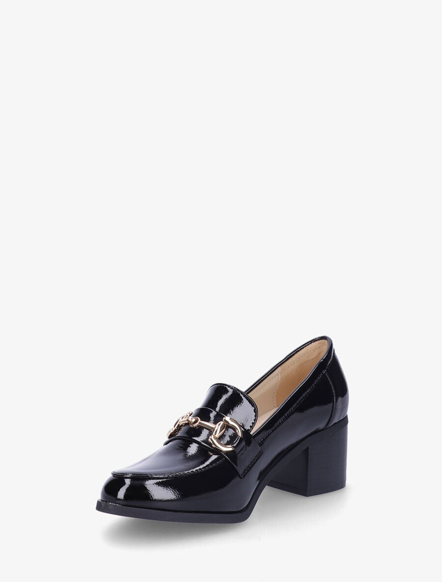 Mocassins vernis à talon - Noir - 3