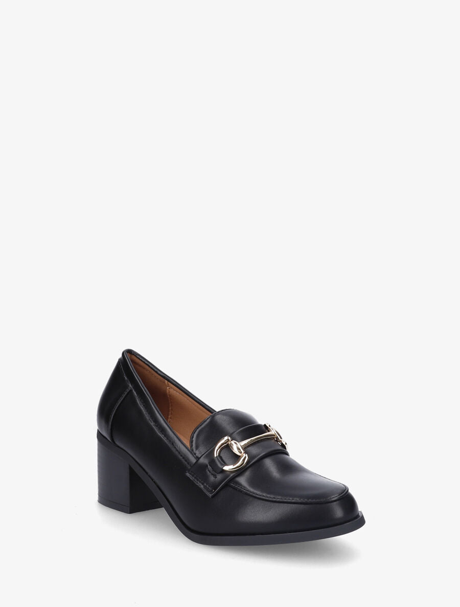 Mocassins à talon et boucle - Noir - 2