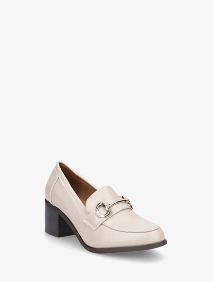 Mocassins à talon et boucle - Beige - 2