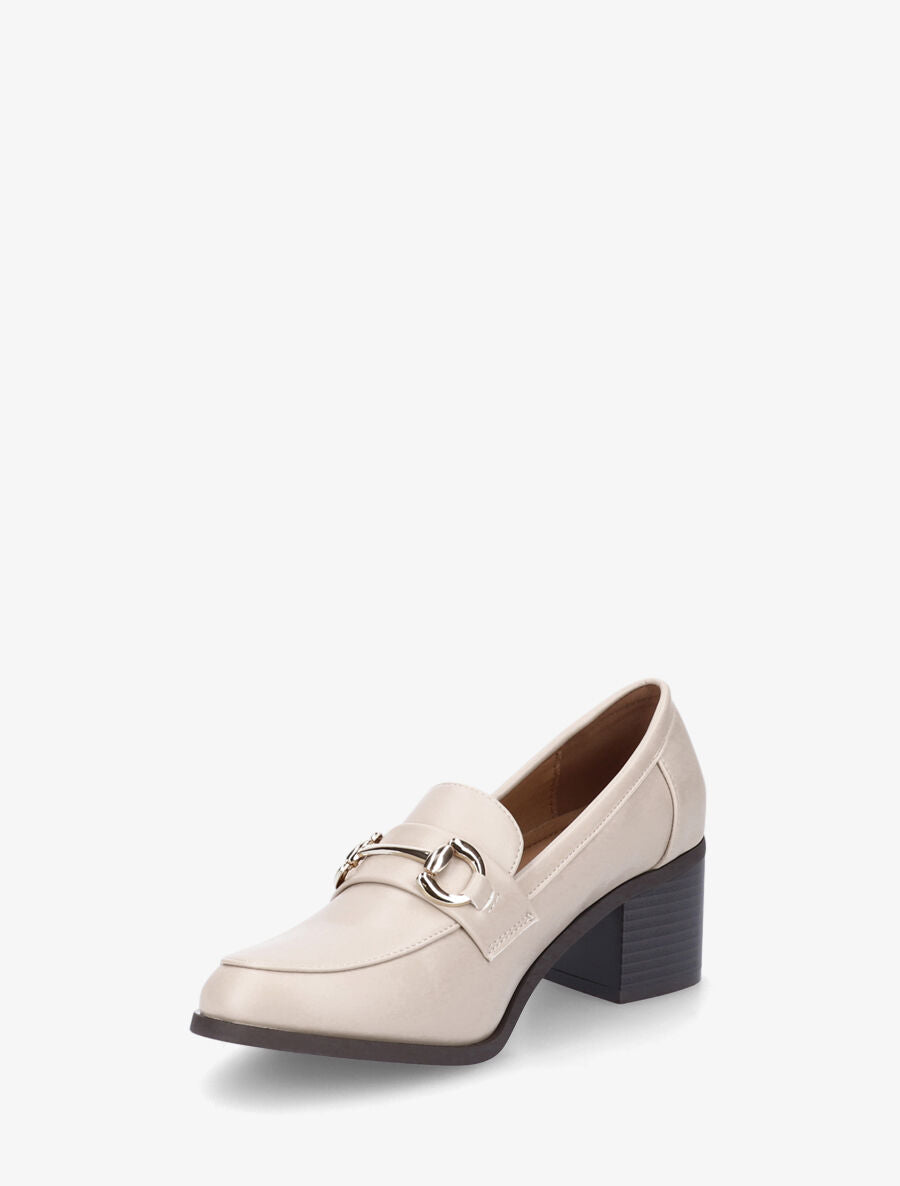 Mocassins à talon et boucle - Beige - 3