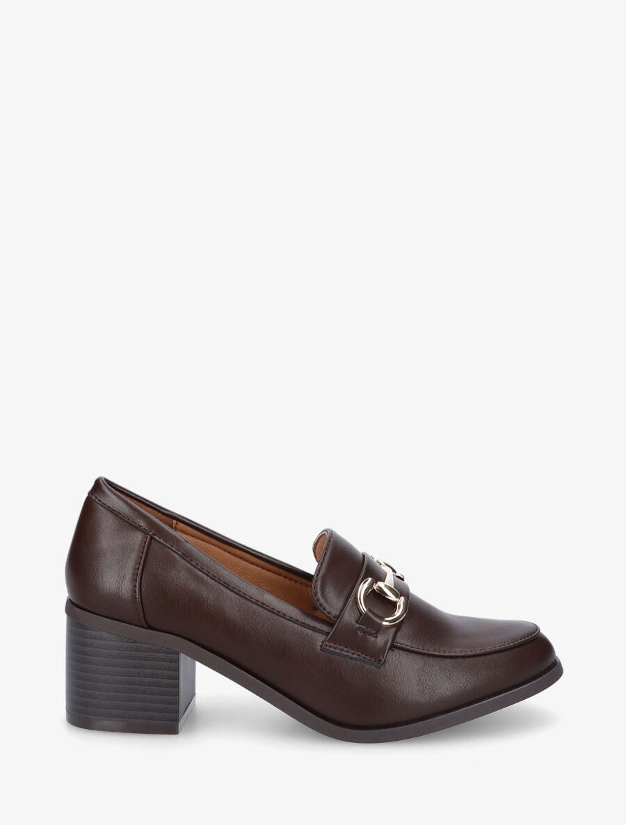 Mocassins à talon et boucle - Marron - 5