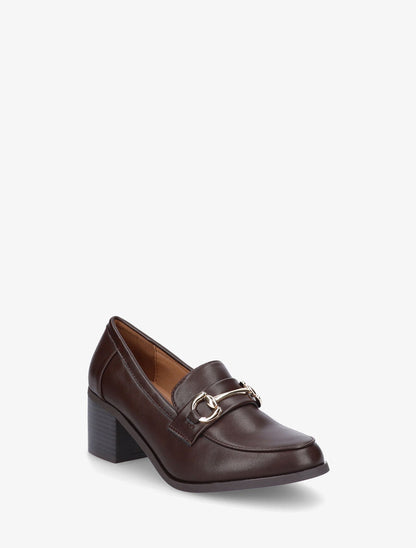 Mocassins à talon et boucle - Marron - 2