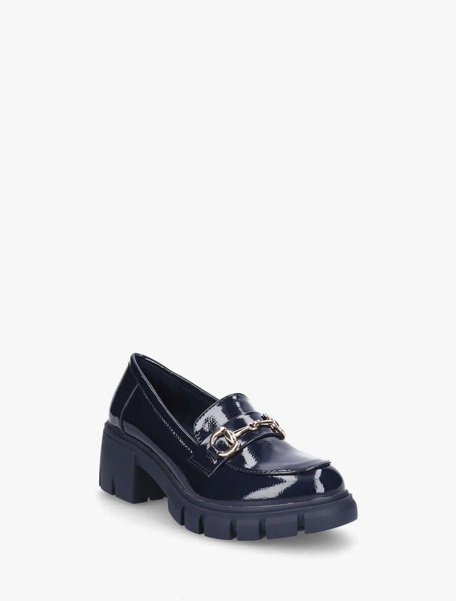 Mocassins vernis à semelle épaisse - Marine - 2