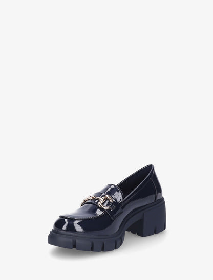 Mocassins vernis à semelle épaisse - Marine - 3