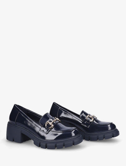 Mocassins vernis à semelle épaisse - Marine - 4