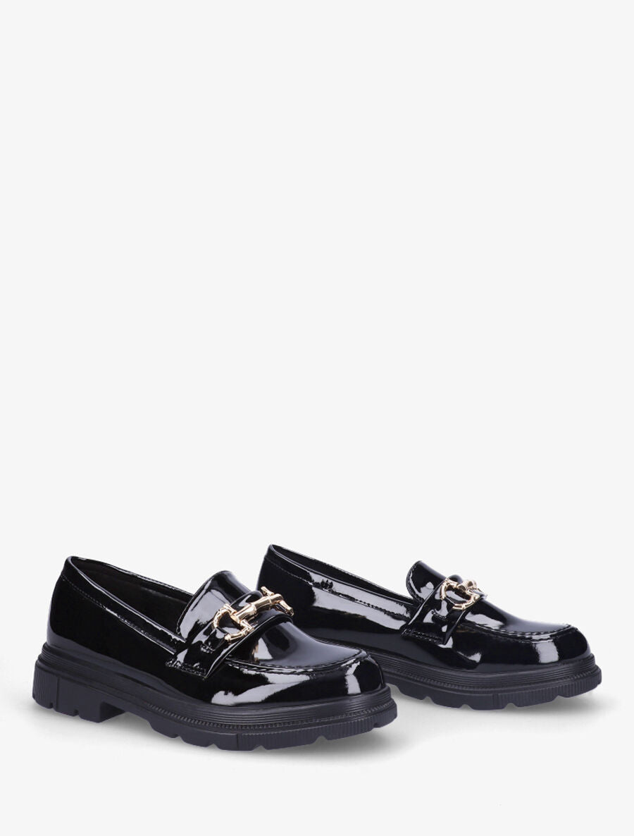 Mocassins vernis à boucle - Noir - 4