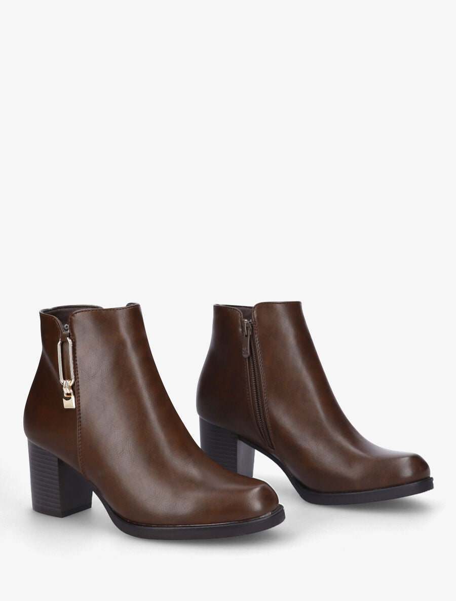 Bottines à talon et bijou - Marron - 4