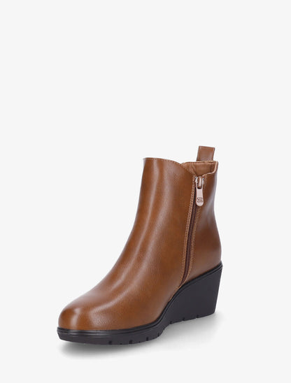 Bottines compensées en simili - Camel - 3