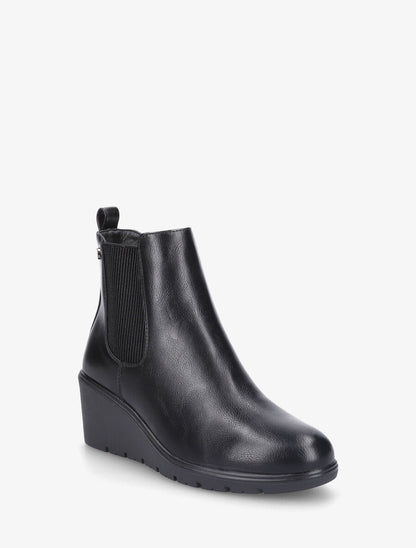 Bottines compensées en simili - Noir - 2