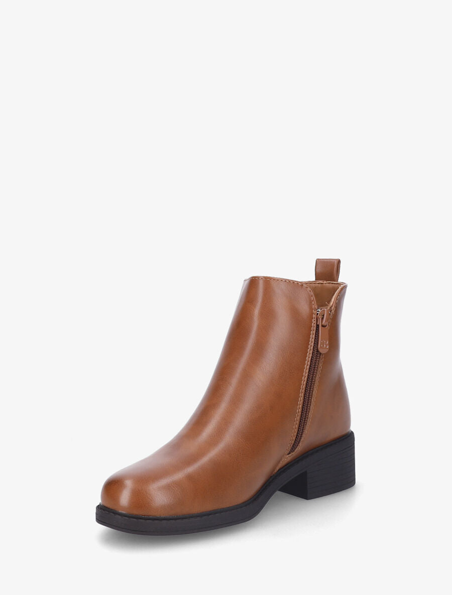 Bottines basiques en simili - Camel - 3