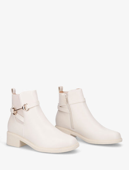 Bottines élastiquées à boucle - Beige - 4