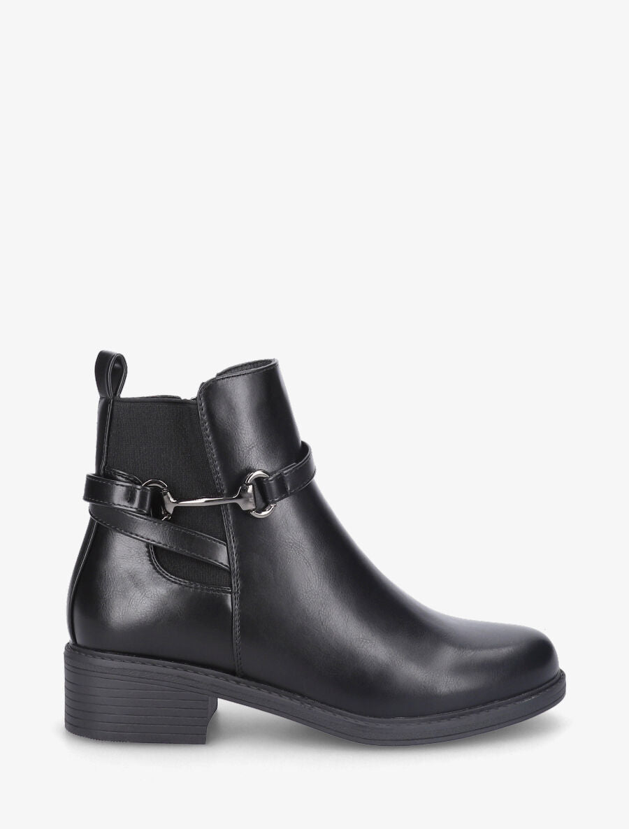 Bottines élastiquées à boucle - Noir - 1