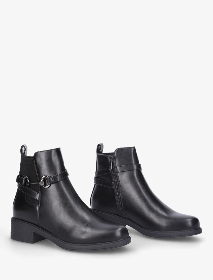 Bottines élastiquées à boucle - Noir - 4